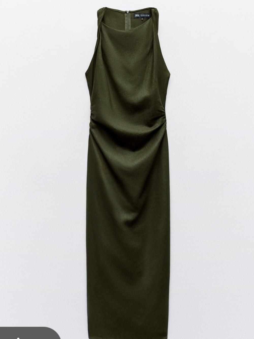 Zara Dark Olive Sleeveless Midi Dress - Picture 3 of 4